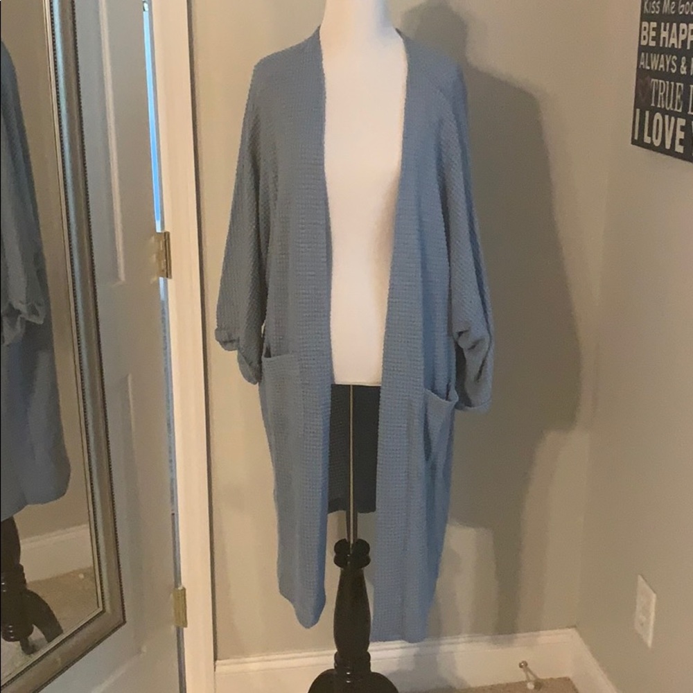 Waffle knit cardigan